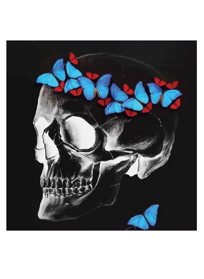 Atiq Skull Themed Wall Art Black/Grey/Blue 30x30cm - Image 2