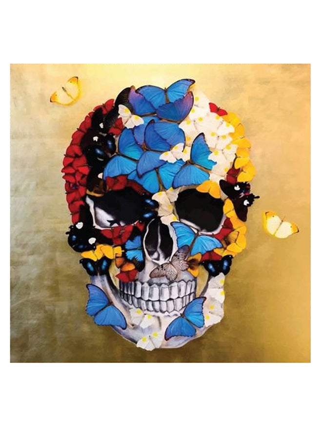 Atiq Skull Themed Wall Art Yellow/Black/Blue 30x30cm - Image 2