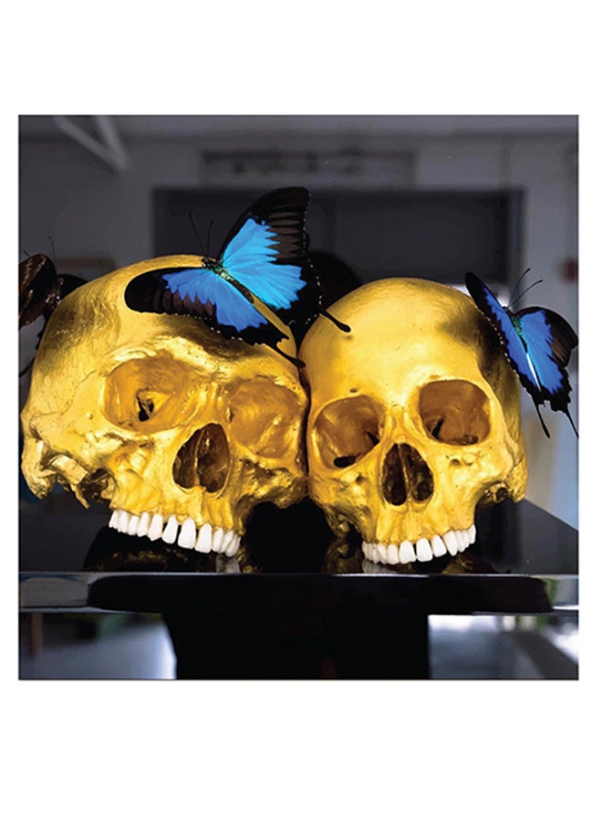 أتيك لوحة فنية بتصميم جمجمة ذهبي/أزرق/اسود - Image 1