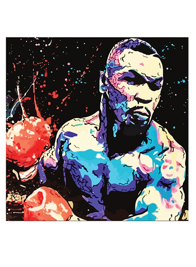 Atiq Mike Tyson Boxer Themed Wall Art Black/Blue/Red 30x30cm  - Image 1