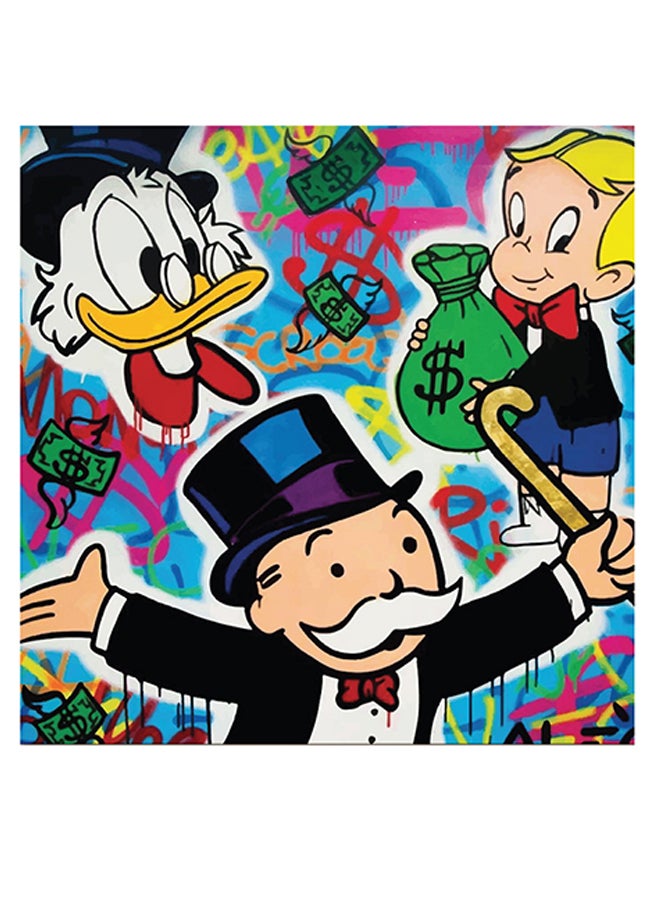 Atiq Monopoly Themed Wall Art White/Black/Blue 30x30cm - Image 1