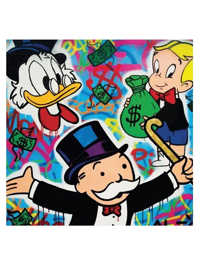 Atiq Monopoly Themed Wall Art White/Black/Blue 30x30cm - Image 2