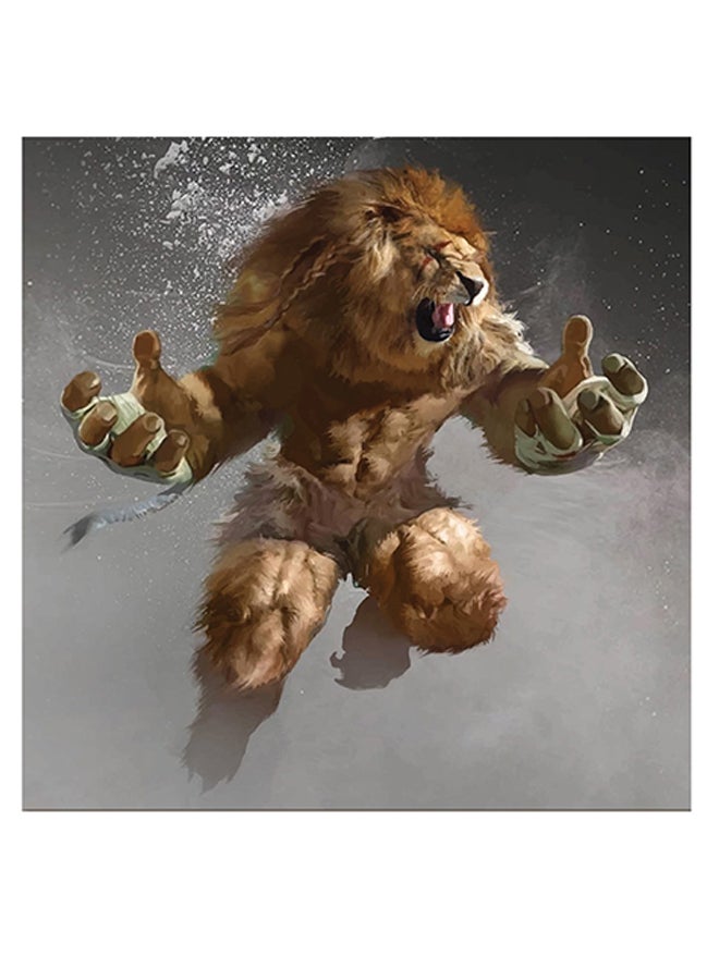 Atiq - The Lion Themed Wall Art Brown/Black/Beige 30x30cm - Image 1