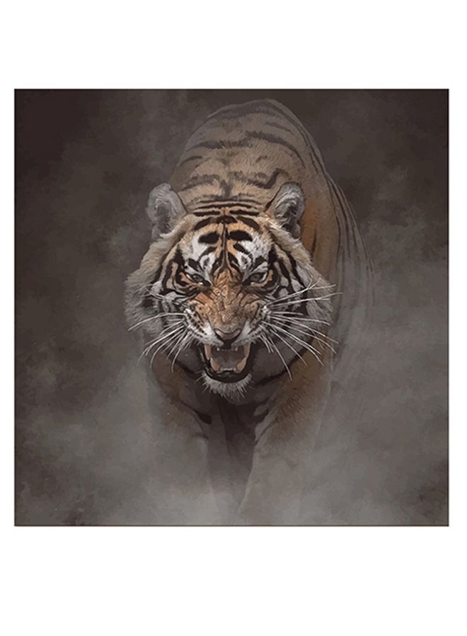أتيك لوحة فنية بتصميم نمر أصفر/أسود/رمادي 30x30سم  - Image 1