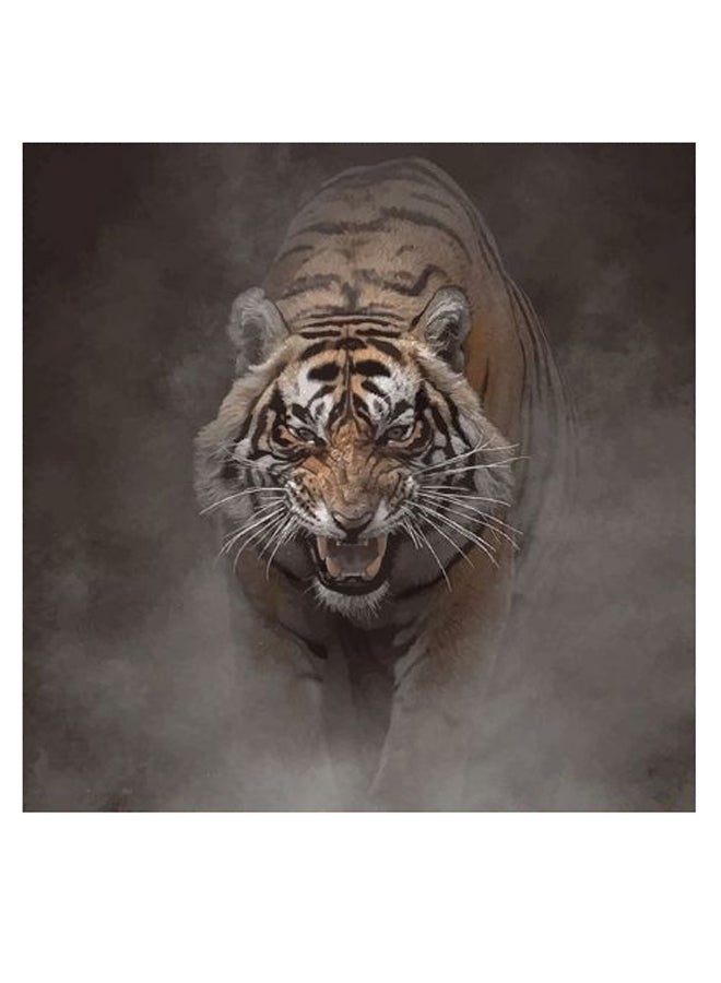 أتيك لوحة فنية بتصميم نمر أصفر/أسود/رمادي 30x30سم  - Image 2