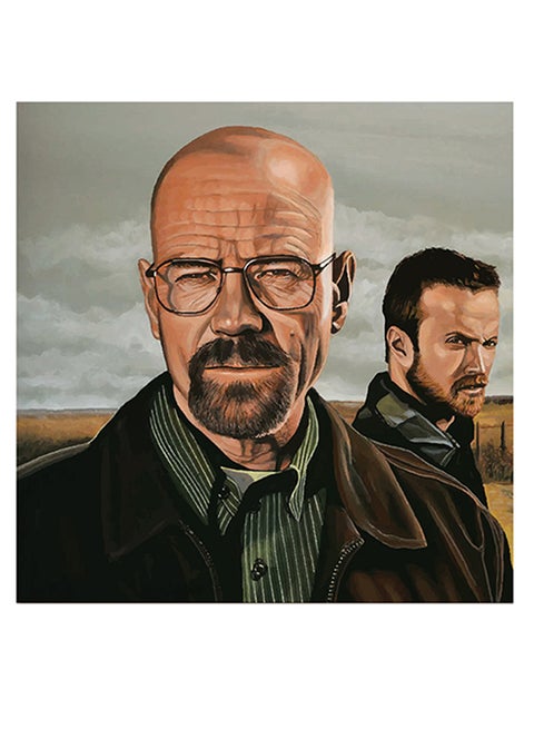 لوحة فنية بتصميم شخصية والتر وايت من مسلسل بريكينج باد بيج/أسود/رمادي 30x30سم