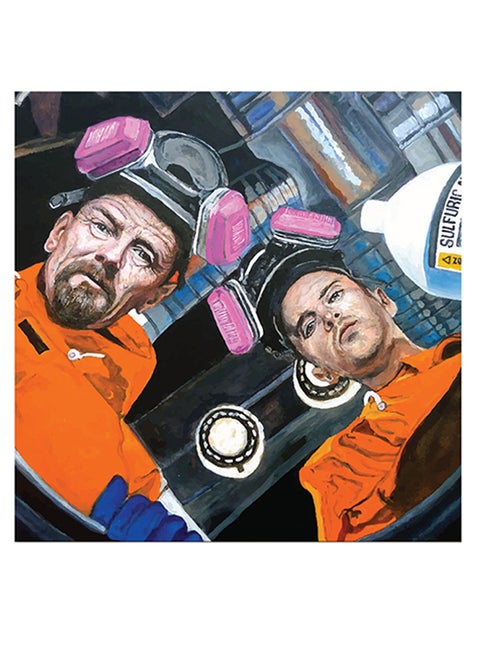 لوحة فنية بتصميم شخصية والتر وايت من مسلسل Breaking Bad برتقالي/ أزرق/ أبيض 30x30سم
