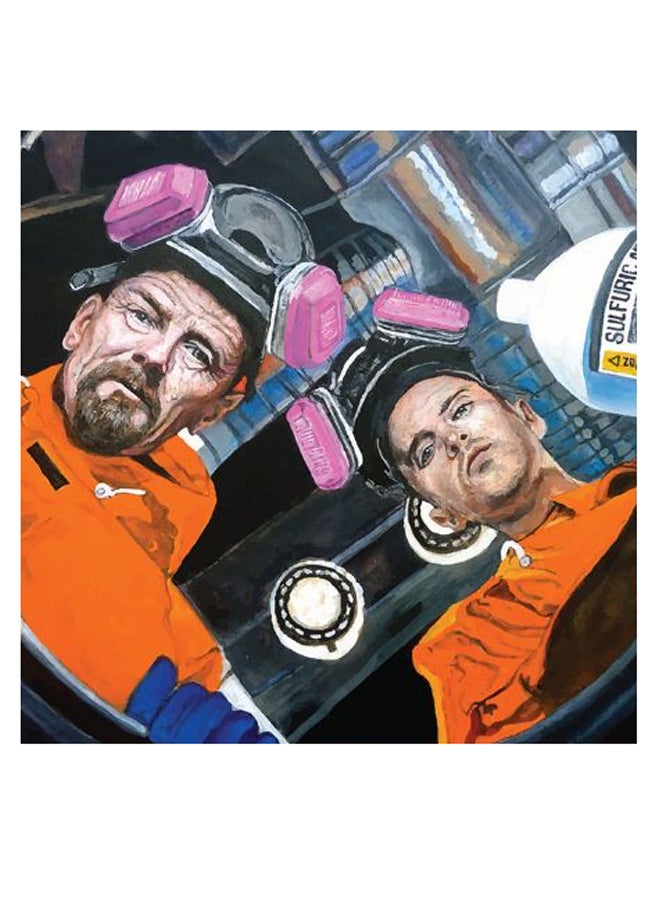 لوحة فنية بتصميم شخصية والتر وايت من مسلسل Breaking Bad برتقالي/ أزرق/ أبيض 30x30سم