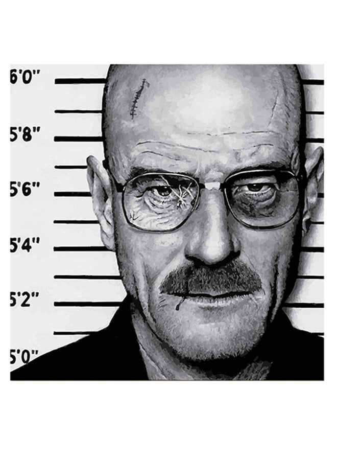 أتيك لوحة فنية بتصميم شخصية والتر وايت من مسلسل 'Breaking Bad' أسود/ رمادي/ أبيض 30x30سم  - Image 1