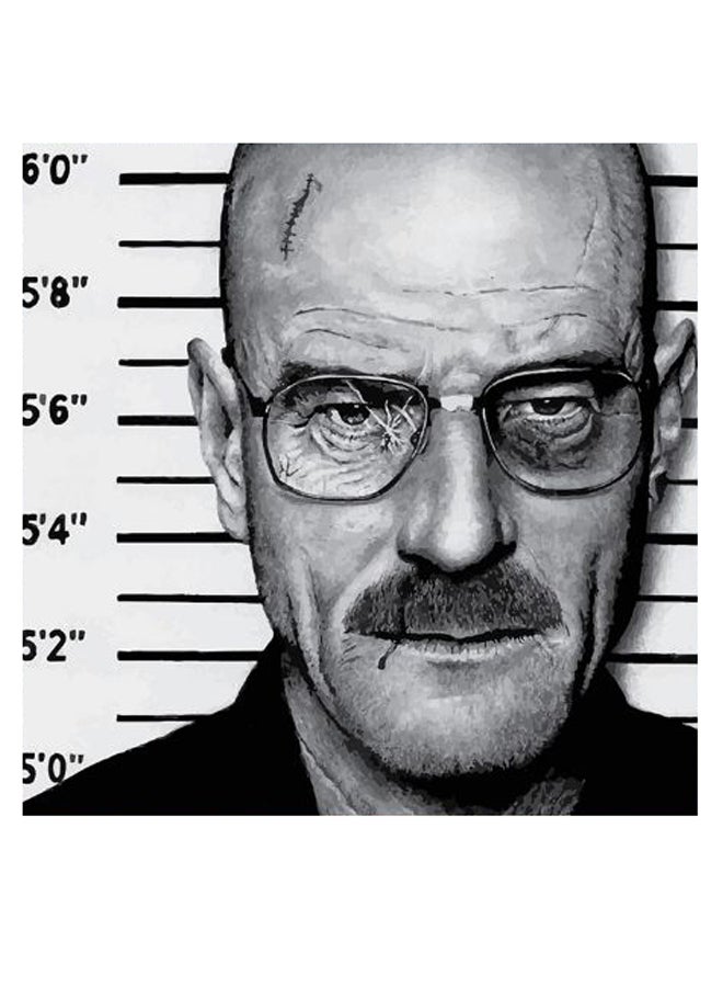 أتيك لوحة فنية بتصميم شخصية والتر وايت من مسلسل 'Breaking Bad' أسود/ رمادي/ أبيض 30x30سم  - Image 2