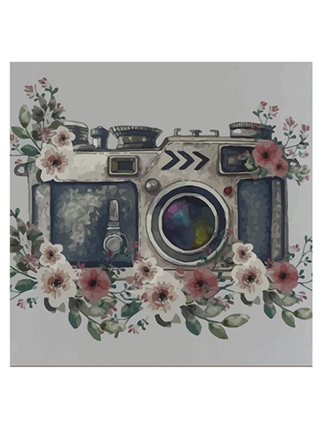 Atiq Camera Themed Wall Art Grey/Pink/Black 30x30cm - Image 1