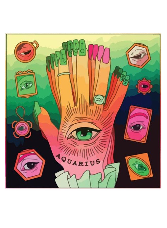 Atiq - Aquarius Themed Wall Art Green/Pink/Brown 30x30cm - Image 1