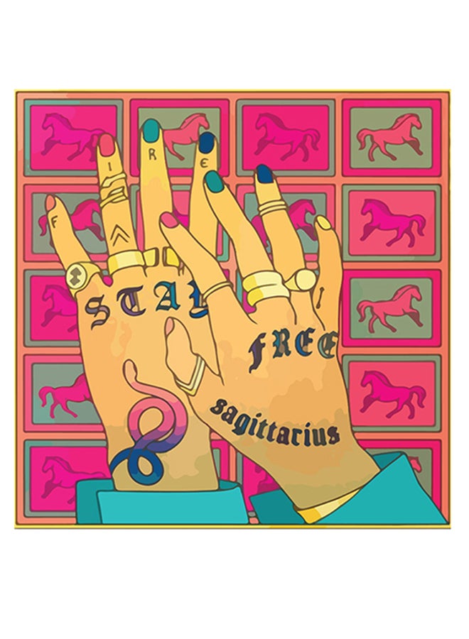 Atiq - Sagittarius Themed Wall Art Pink/Brown/Blue 30x30cm - Image 1