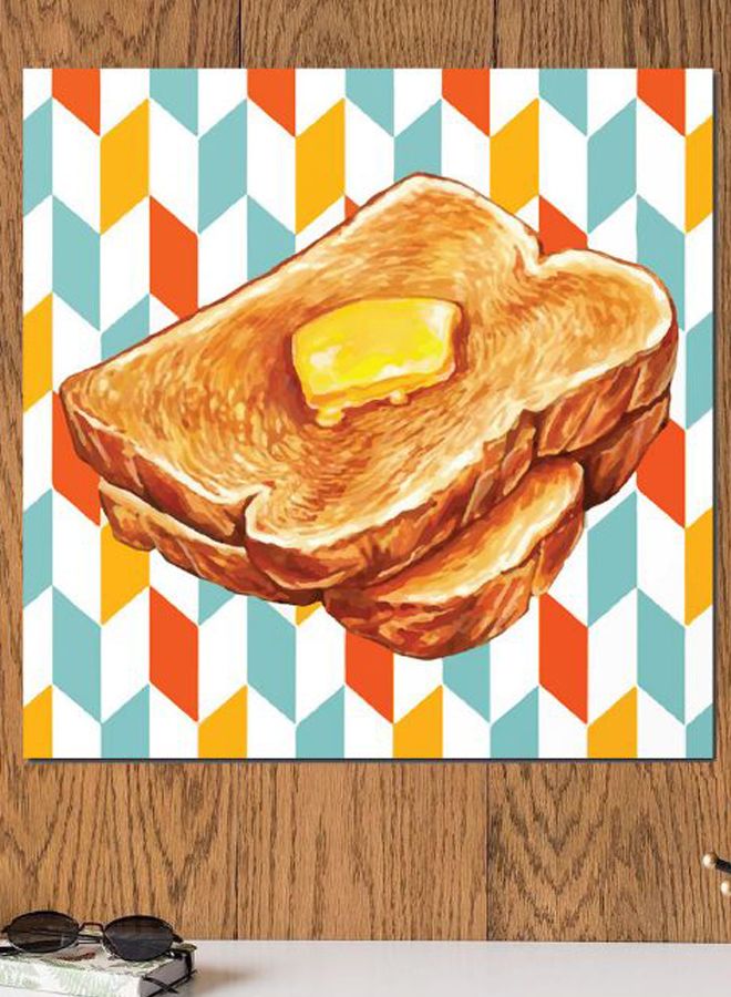 Atiq - Toast Bread Themed Wall Art Brown/Yellow/Orange 30x30cm - Image 1