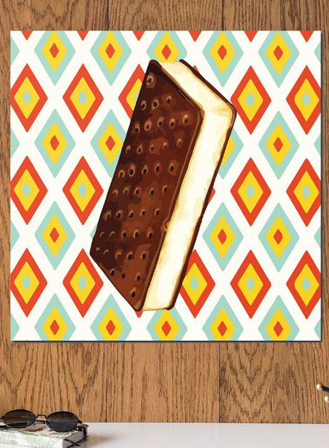 Atiq - Ice Cream Themed Wall Art Brown/Yellow/Orange 30x30cm - Image 1