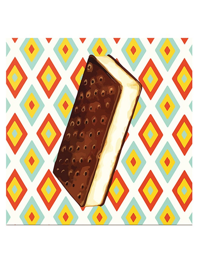 Atiq - Ice Cream Themed Wall Art Brown/Yellow/Orange 30x30cm - Image 1