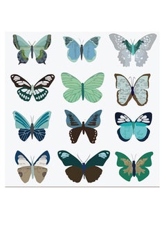 Butterflies Themed Wall Art White/Green/Brown 30x30cm