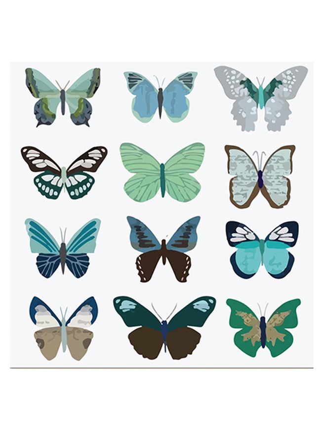 Atiq - Butterflies Themed Wall Art White/Green/Brown 30x30cm - Image 1