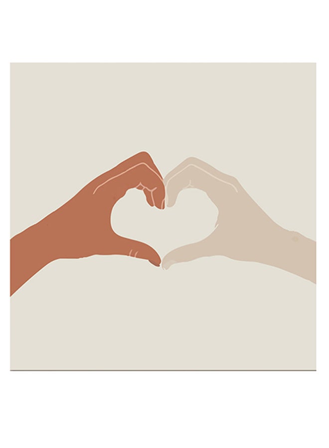 Atiq - Love’s Heart Themed Wall Art Beige/Brown 30x30cm - Image 1