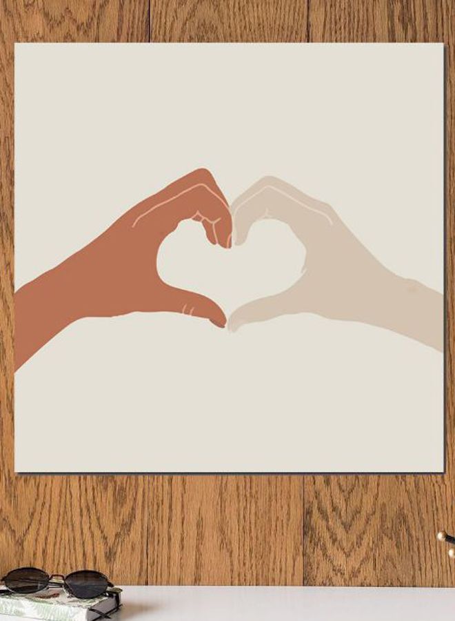 Atiq - Love’s Heart Themed Wall Art Beige/Brown 30x30cm - Image 1