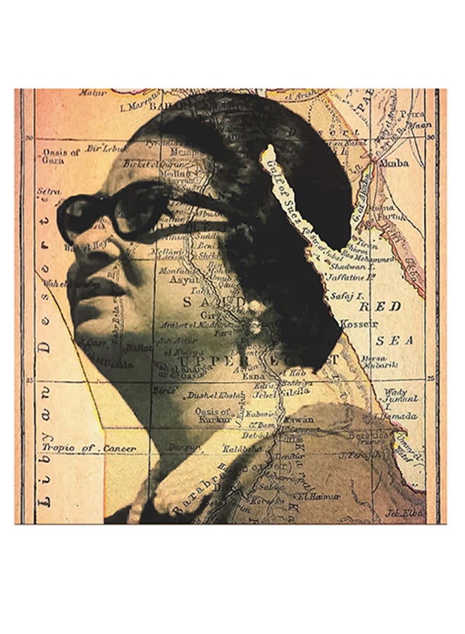 Atiq Umm Kulthum Themed Wall Art Beige/Black 30x30cm  - Image 1