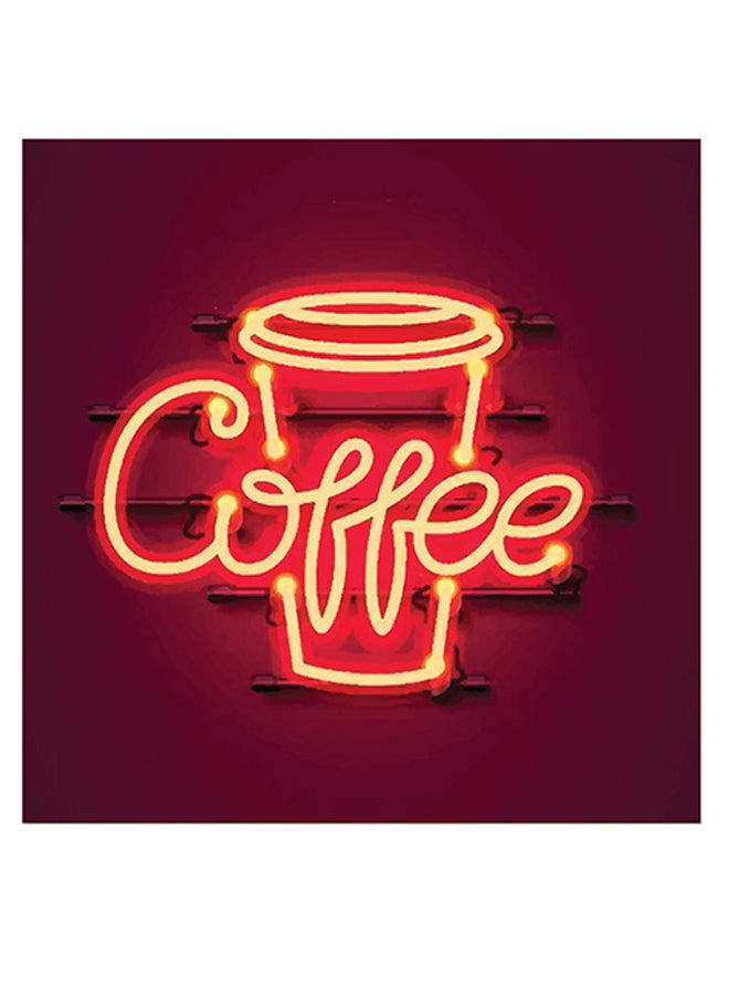 Atiq Coffee By Neon Themed Wall Art Red/Yellow 30x30cm  - Image 1