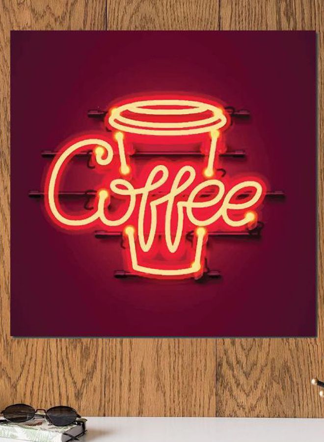 Atiq Coffee By Neon Themed Wall Art Red/Yellow 30x30cm  - Image 2
