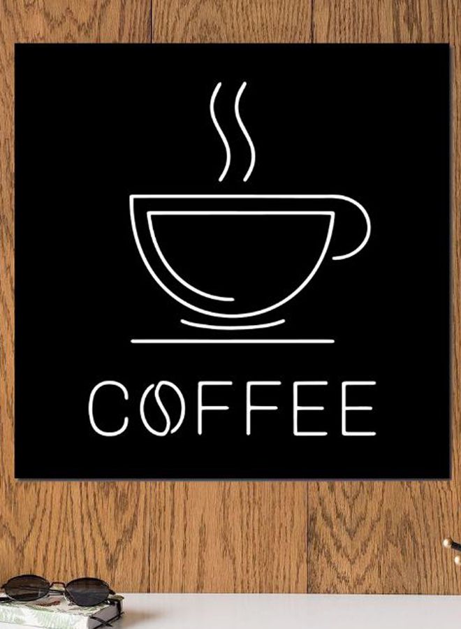 Atiq Coffee By Neon Themed Wall Art Black/White 30x30cm  - Image 2