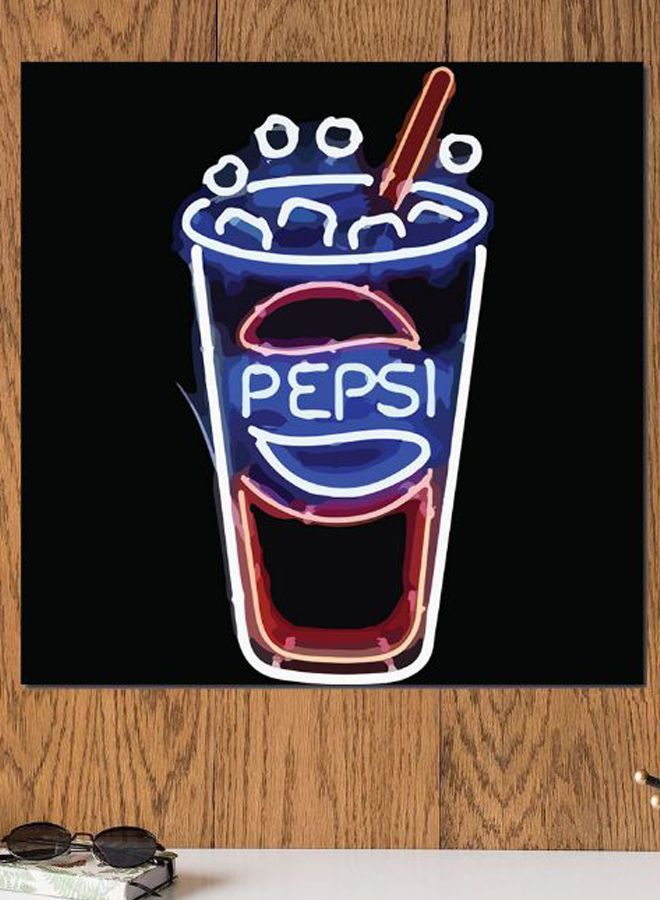 أتيك لوحة فنية بتصميم بيبسي بألوان النيون اسود/أحمر/أزرق 30x30سم - Image 2