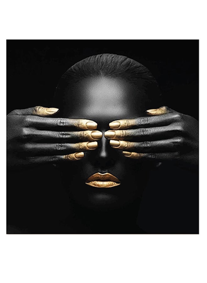 Atiq Woman Themed Wall Art Black/Gold 30x30cm - Image 1