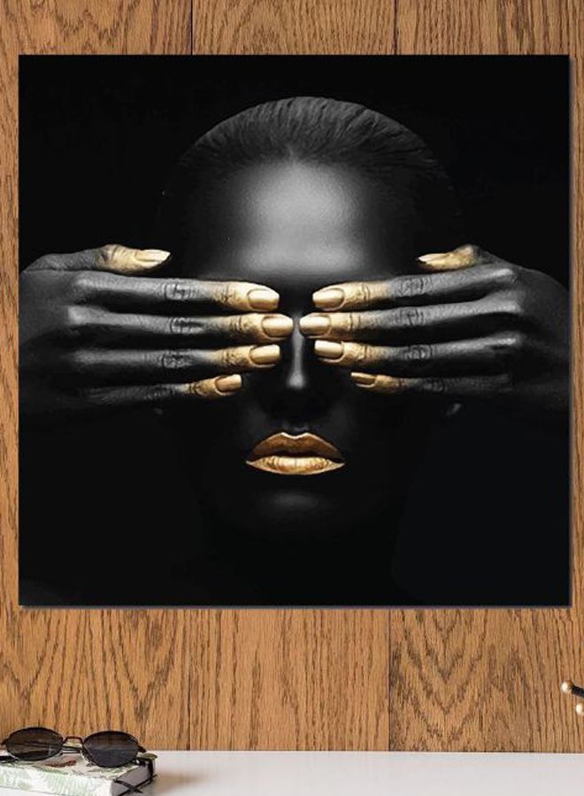 Atiq Woman Themed Wall Art Black/Gold 30x30cm - Image 2