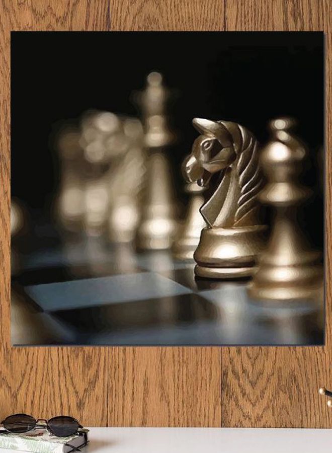 Atiq Chess Themed Wall Art Black/Gold 30x30cm - Image 2
