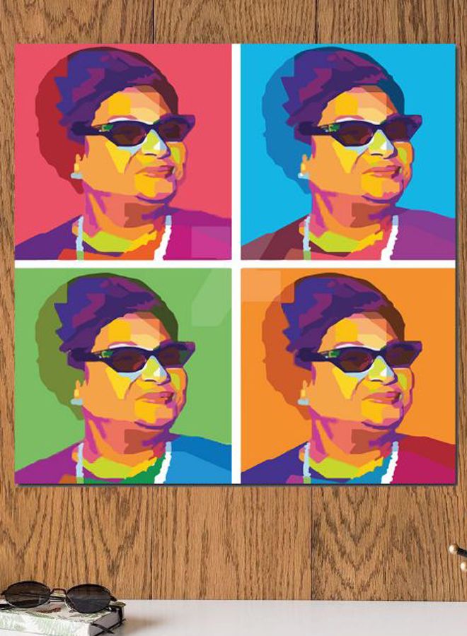 Atiq - Umm Kulthum Themed Wall Art Red/Blue/Brown 30x30cm - Image 1