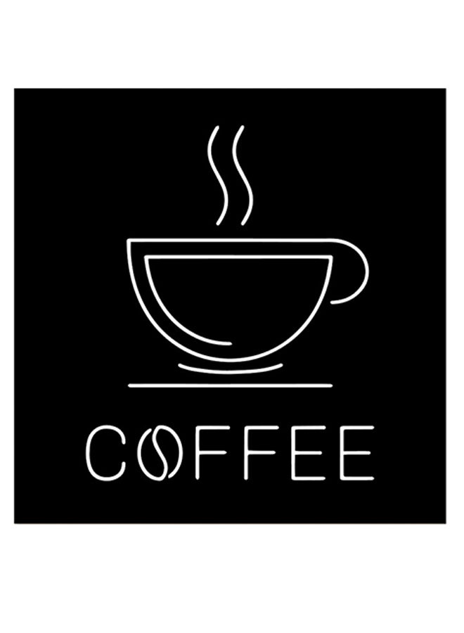 Atiq Coffee By Neon Themed Wall Art Black/White 30x30cm  - Image 1