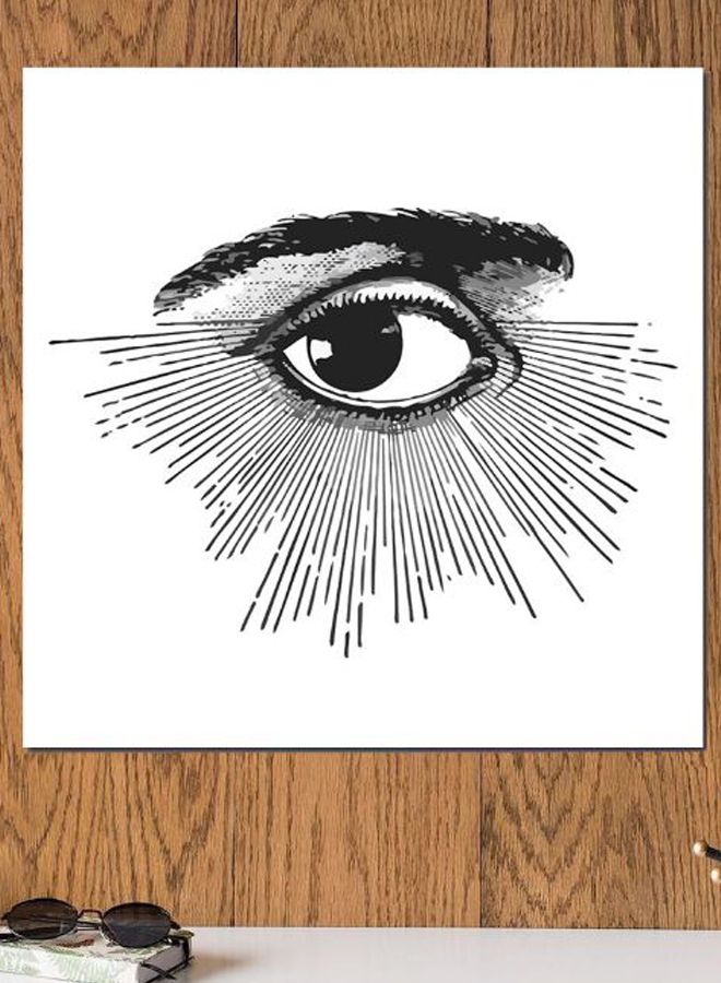 Atiq The Eye Themed Wall Art White/Black 30x30cm - Image 2
