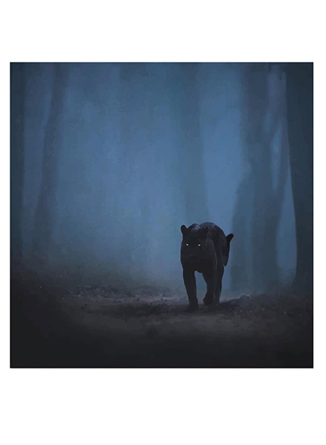 أتيك لوحة فنية بتصميم للنمر الأمريكي أزرق/ أسود/ أصفر 30x30سم - Image 1