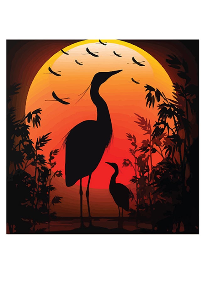 Atiq Flamingo Themed Wall Art Orange/Black 30x30cm  - Image 1