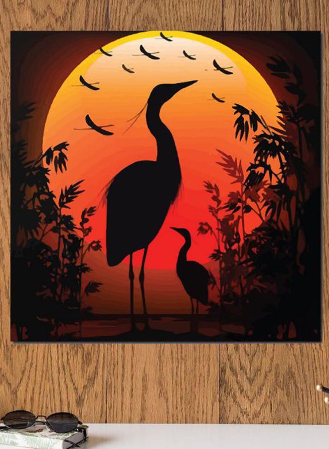 Atiq Flamingo Themed Wall Art Orange/Black 30x30cm  - Image 2