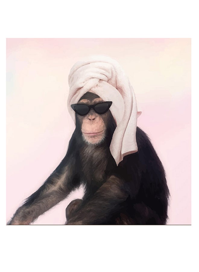 Atiq Cool Monkey Themed Wall Art Black/Pink/White 30x30cm - Image 1