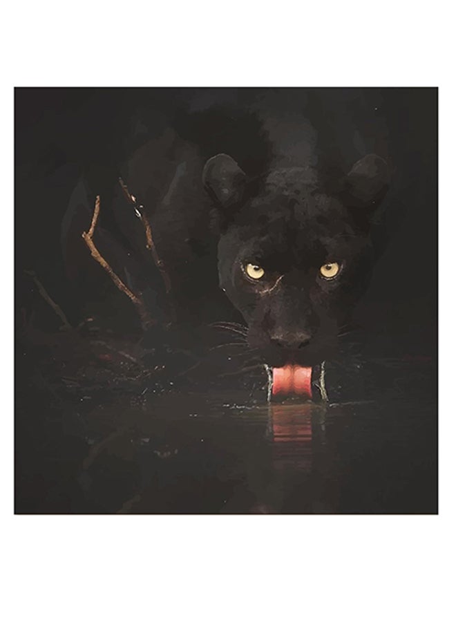 أتيك لوحة فنية بتصميم جاكوار أسود/ أصفر/ أحمر 30x30سم - Image 1