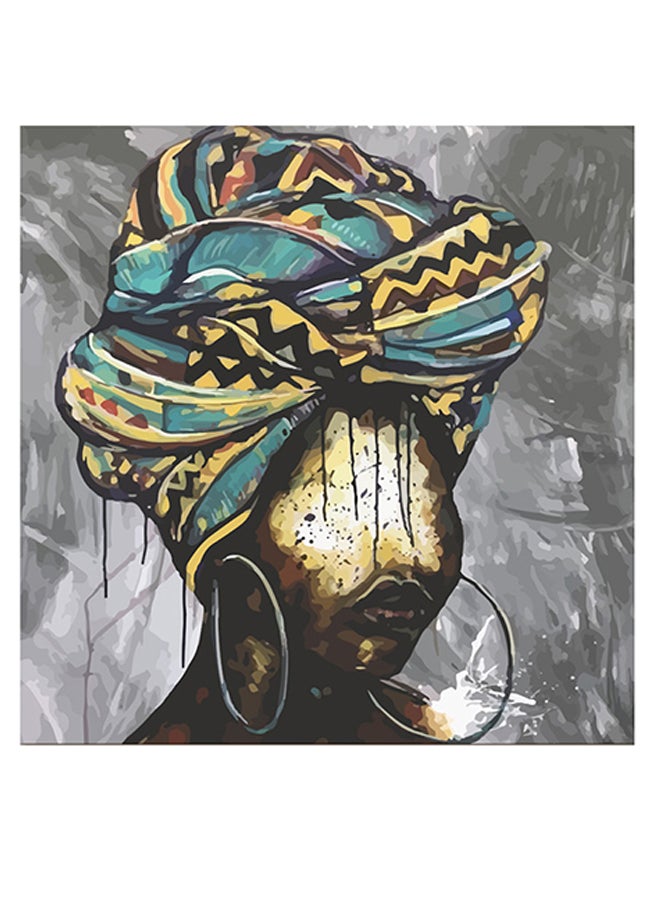 Atiq - Women Themed Decorative Wall Art Grey/Blue/Brown 30x30cm - Image 1