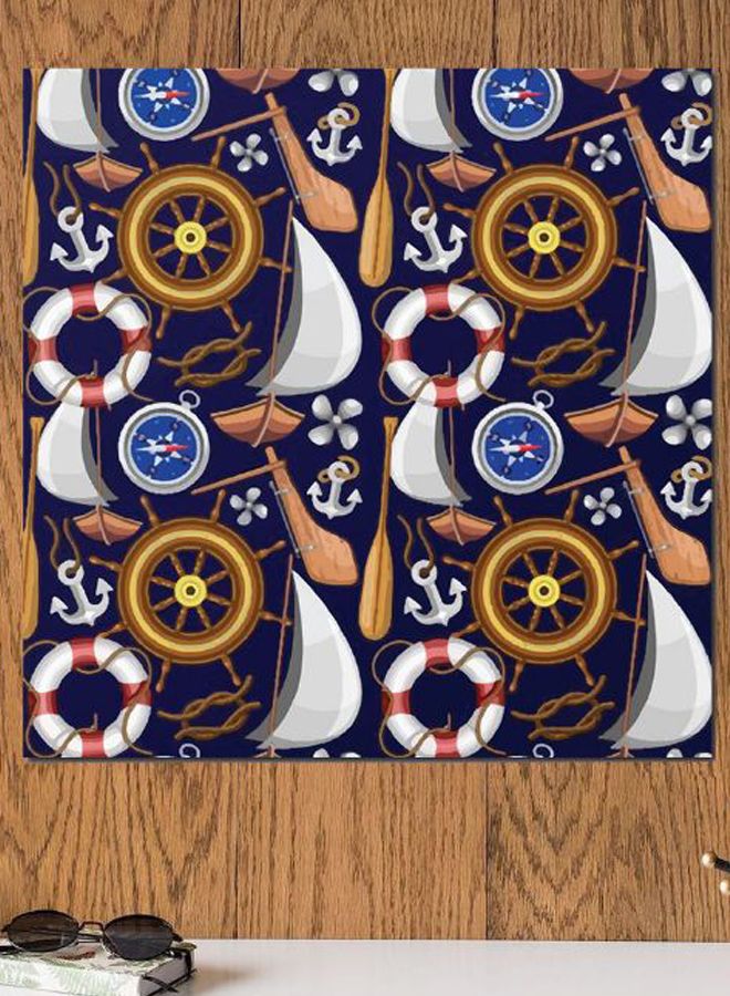 Atiq Sailor Themed Wall Art Blue/White/Yellow 30x30cm - Image 2