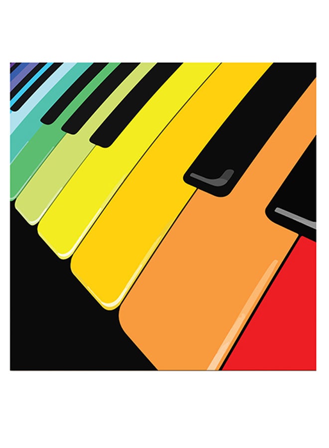أتيك لوحة فنية جدارية بتصميم بيانو أصفر\برتقالي\أسود 30x30سم - Image 1