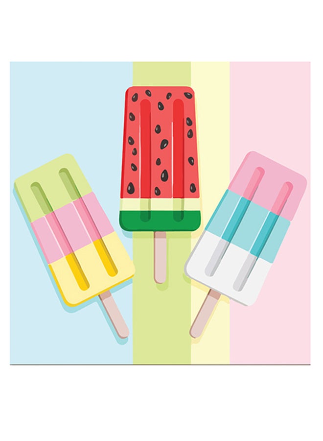 أتيك لوحة لديكور الحائط بتصميم مستوحى من الآيس كريم أصفر/ وردي/ أحمر 30x30سم - Image 1