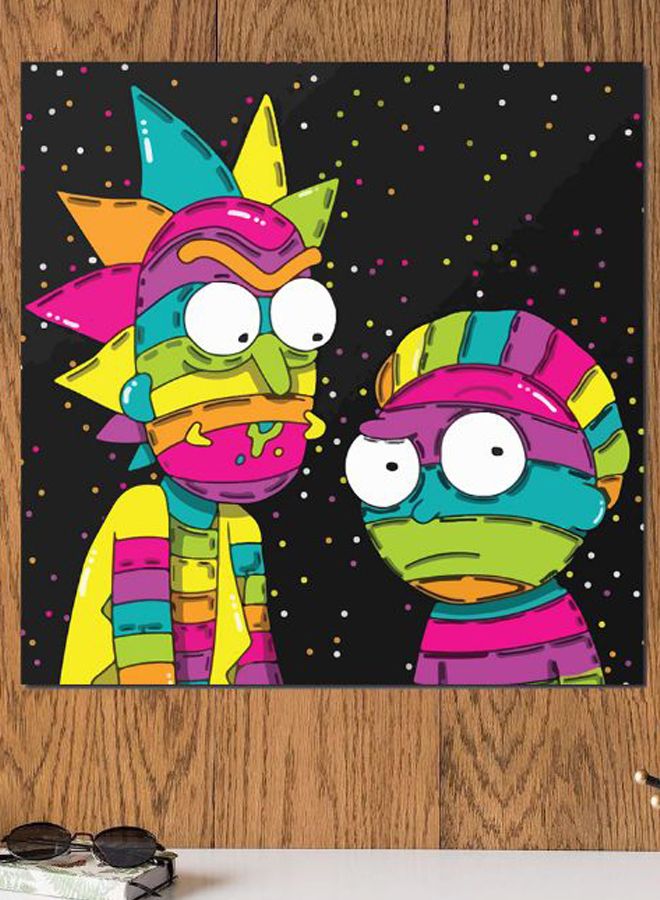 أتيك لوحة فنية بتصميم من مسلسل "Rick And Morty" أخضر/وردي/أسود 30x30سم - Image 2