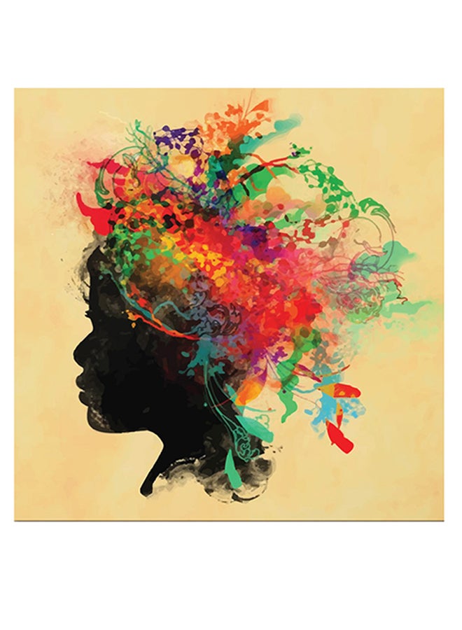 Atiq Printed MDF Wall Art Yellow/Red/Black 30x30cm - Image 1