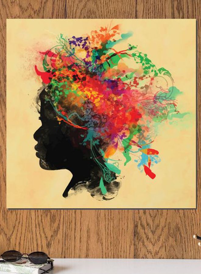 Atiq Printed MDF Wall Art Yellow/Red/Black 30x30cm - Image 2