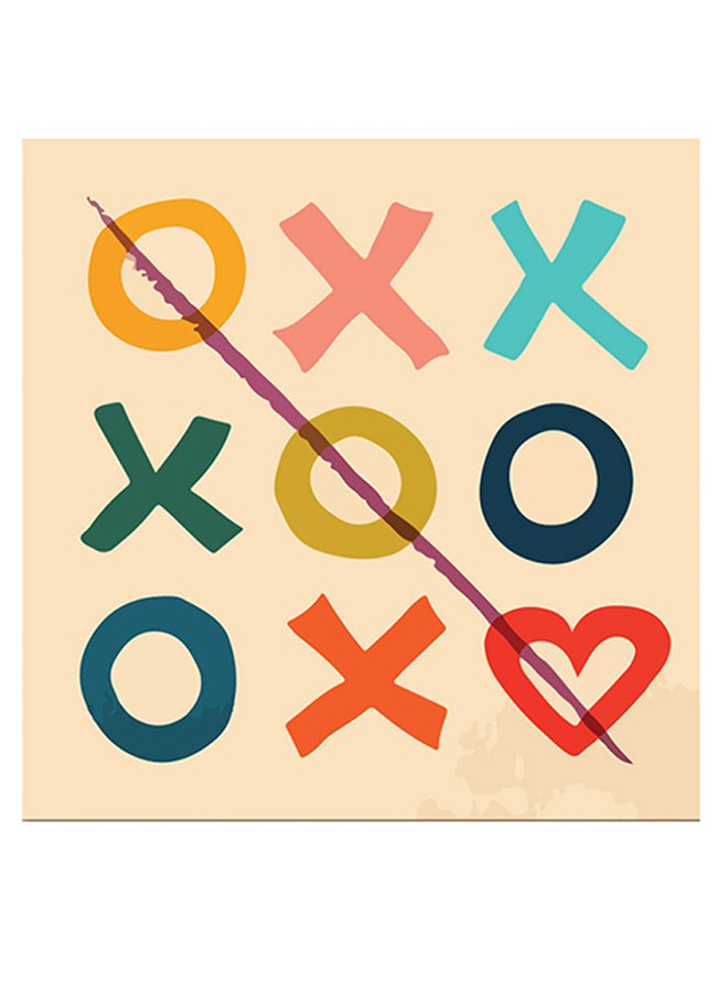 Atiq XO Game Themed Printed MDF Wall Art Beige/Blue/Red 30x30cm - Image 1