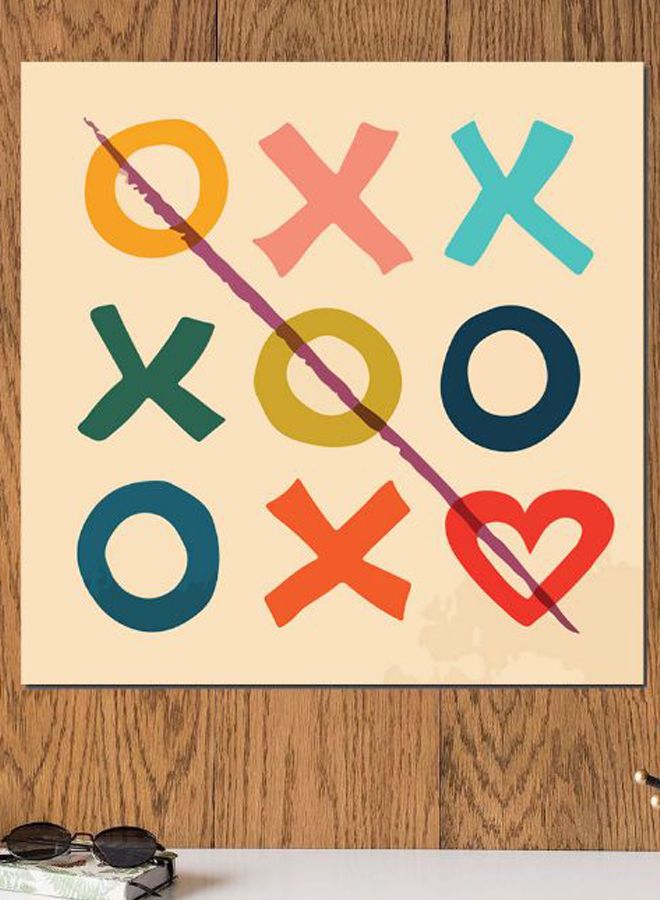 Atiq XO Game Themed Printed MDF Wall Art Beige/Blue/Red 30x30cm - Image 2
