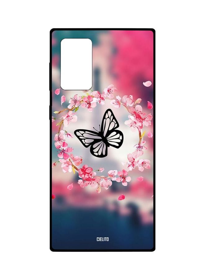 سيليتو غطاء حماية بطبعة فراشات لهاتف سامسونج جالاكسي نوت 20 ألترا وردي/ أزرق/ أسود - Image 1